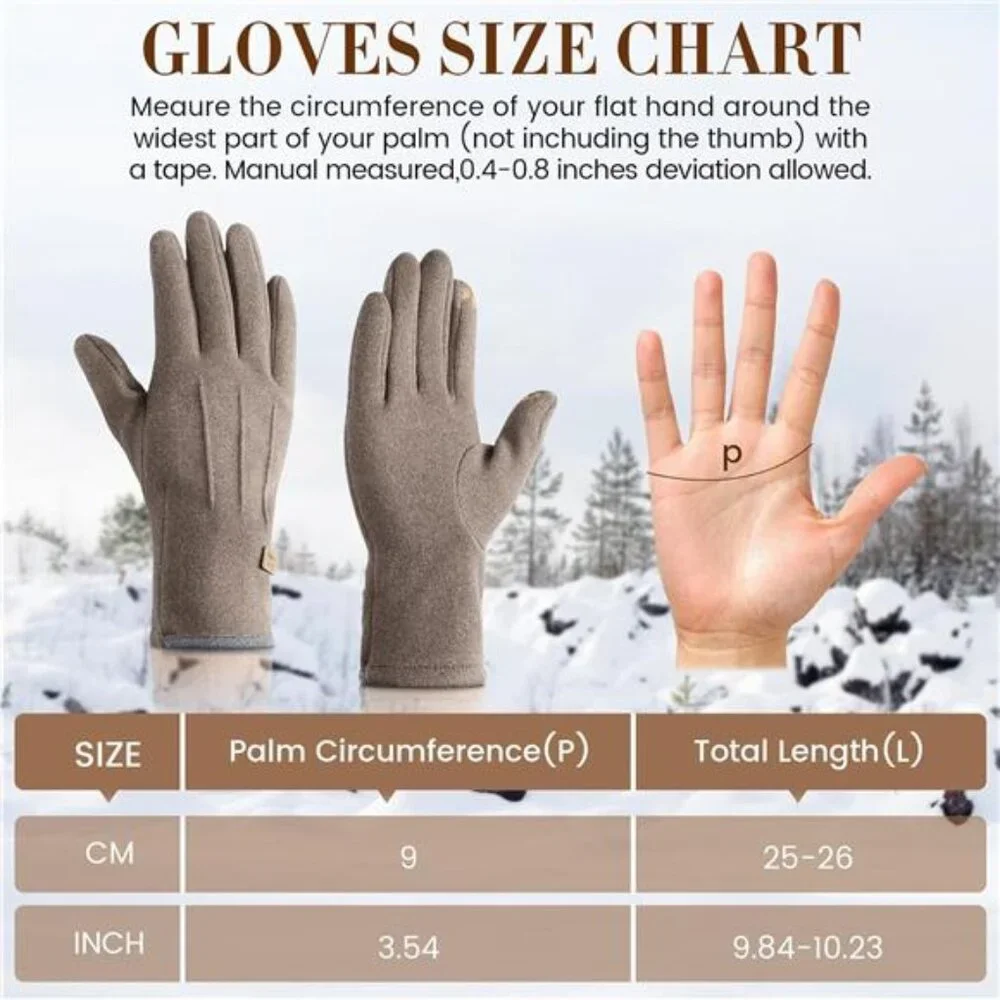 3 Pairs Women's Winter Gloves with Fleece Lining Thermal Touch Screen